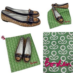 Boden Tan Polka Dot Horsehair Penny Loafer Shoes w/Dust Bag Sz. 39/8